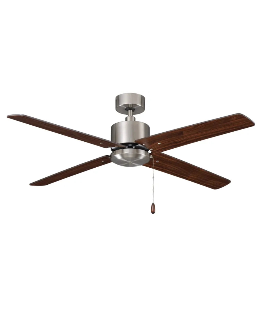 52" Aldea IV 4-Blade Ceiling Fan Brushed Nickel Motor Finish and Walnut Blade Finish