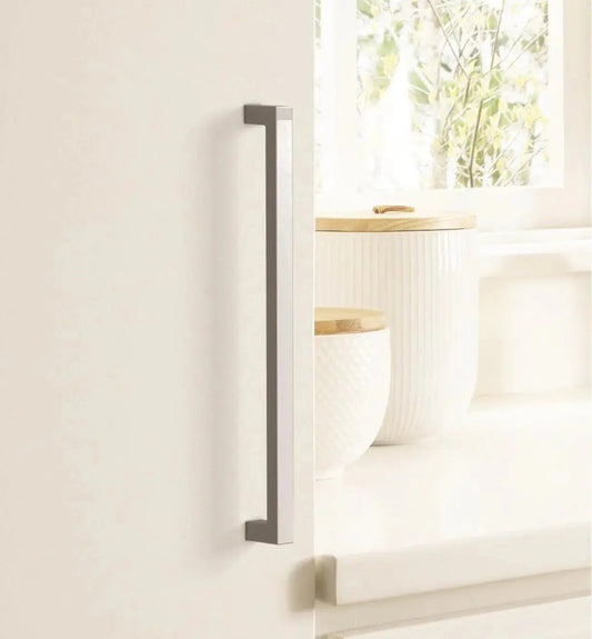 Squared Polished Chrome Cabinet Handles: Elegant Hardware for Kitchen & Furniture | Handcrafted Décor Brass Cabinet Pull - Drawer Pulls
