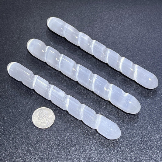 Selenite Crystal Spiral Wand (5-6 Inches) Gemstone Decor Carving Supply