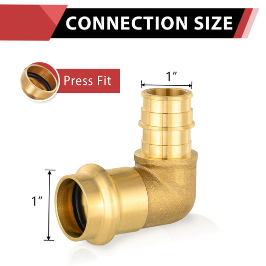 1" Press X 1" PEX Expansion Brass Elbow (Lead Free)