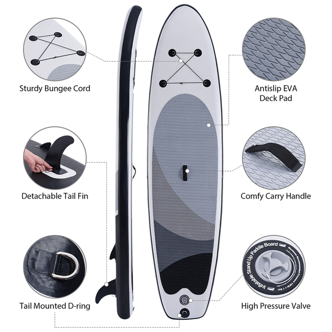 10' Inflatable Blow Up SUP Paddle Board W/ Carrying Bag & Pump (SAK43678)