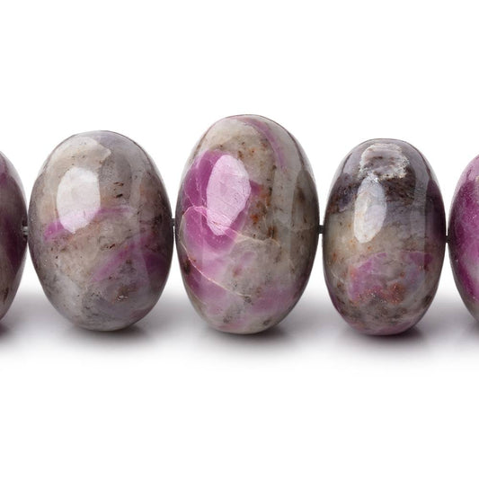 11-19mm Ruby in Marble Matrix Plain Rondelles 17.5 inch 48 Beads 1mm Hole