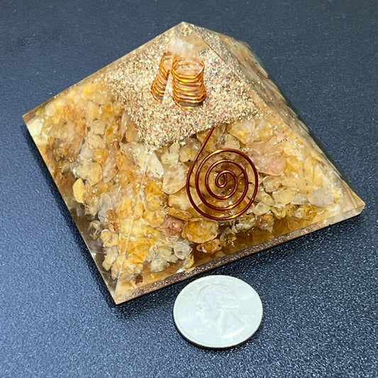 Golden Yellow Quartz Crystal Resin Pyramid Gemstone Decor Carving Wholesale