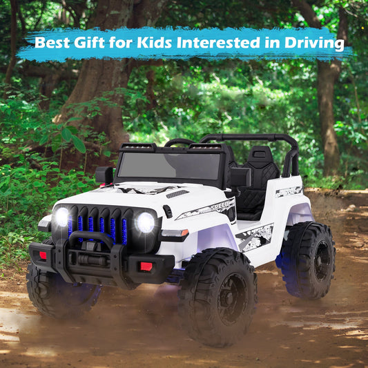 12V Kids Ride-on Jeep Car with 2.4 G Remote Control-White