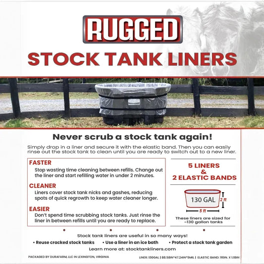 130gal (5 Liners / 2 Elastic Bands)