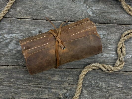 15 Pocket Leather Tool Roll