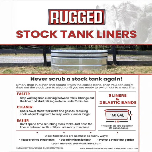 160gal (5 Liners / 2 Elastic Bands)