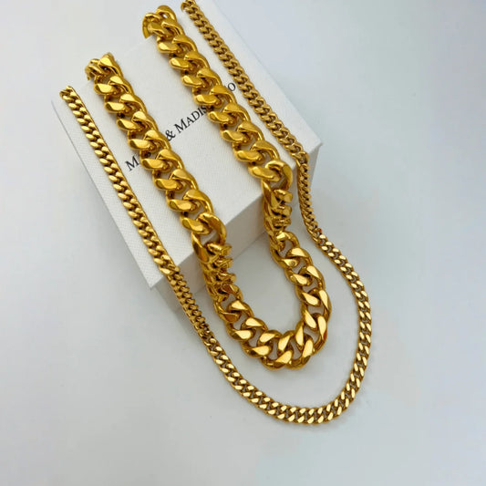 18K Gold Chunky Chain + Cable Chain Necklace Stack Bundle - MASON CHUNKY CHAIN™
