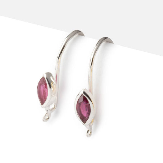 19mm Ruby Marquise Ear Wire Set of 2 pieces