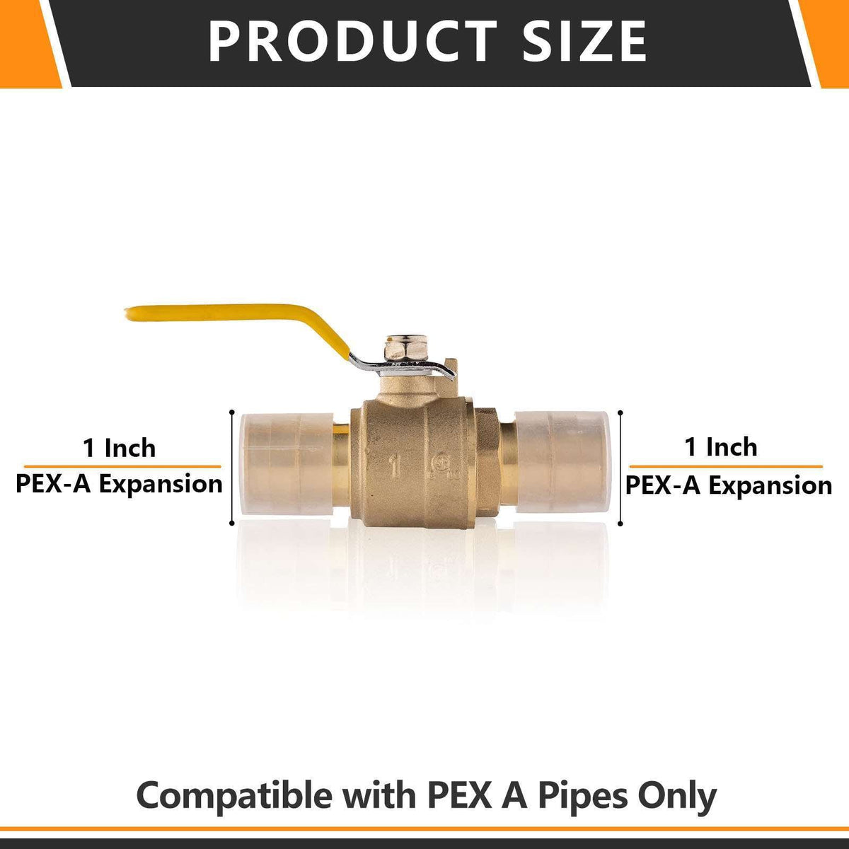 1" PEX Expansion Ball Valve, Yellow (Lead Free)