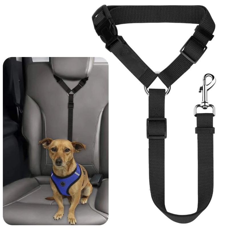 Solid Color 2-in-1 Pet Car Seat Belt & Adjustable Nylon Leash