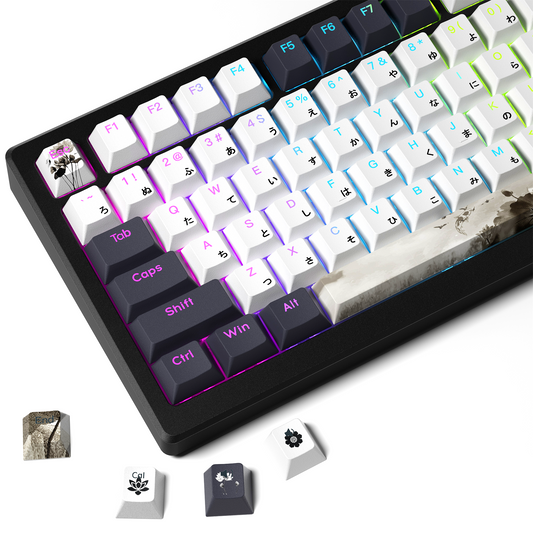 XVX Lotus Cherry Profile Shine Through Double shot 5-sided Dye-Sub PBT Keycap Set (133-Key)