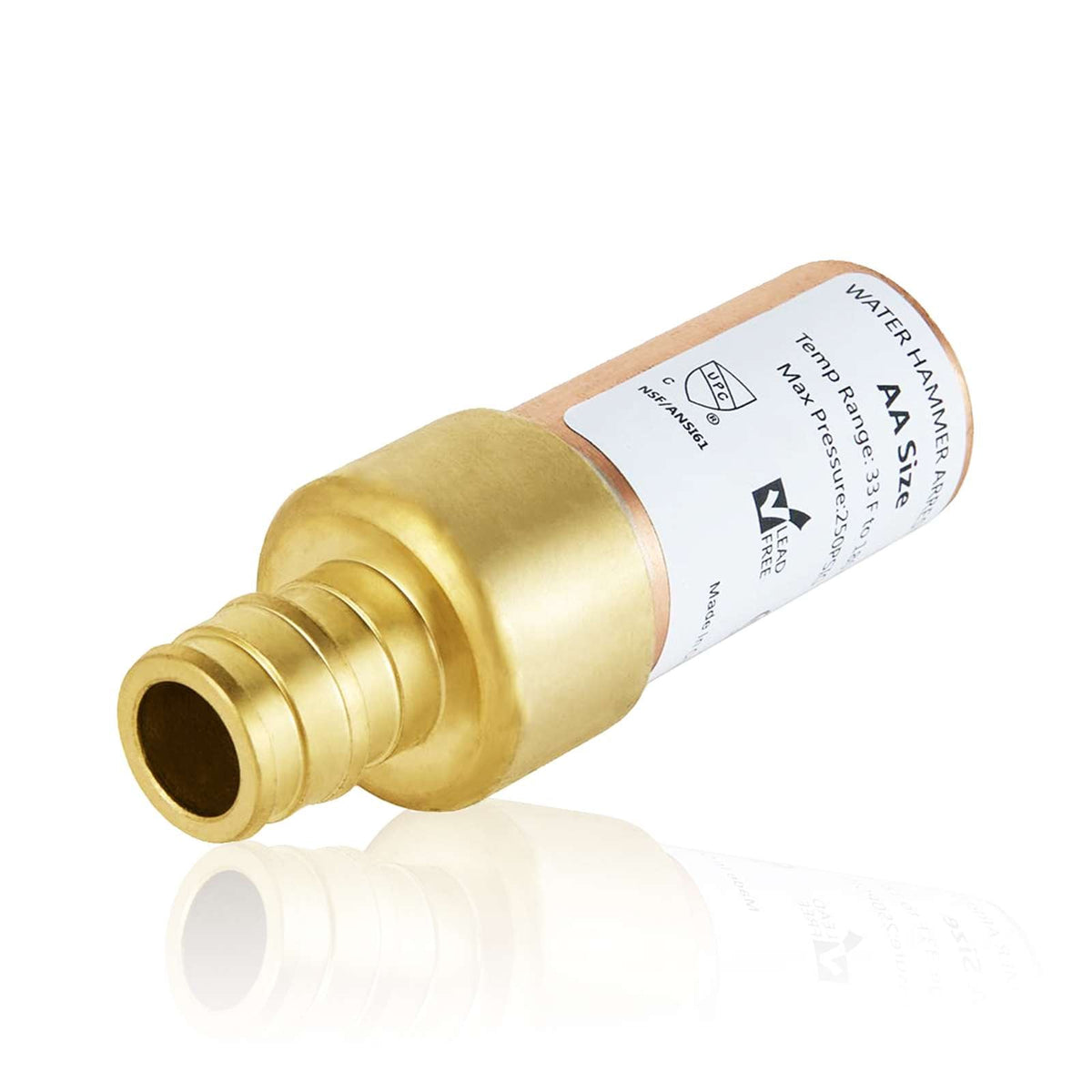 1/2" PEX-A Expansion Connection, Straight Water Hammer Arrestor, Copper
