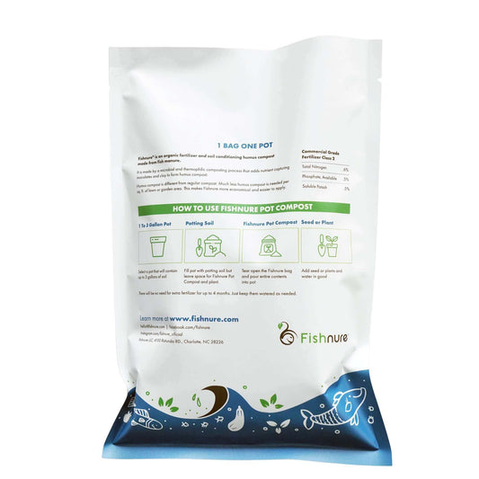 Fishnure 1 pound convenience pack - one pot one bag - Odorless Organic Humus Compost Fish Manure Fertilizer