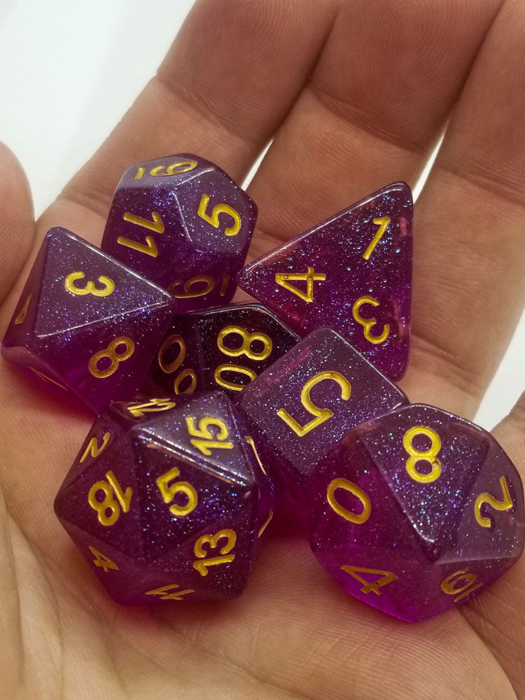 Time Walker | Purple w/Gold Glitter 7-Dice Set RPG Dice Set