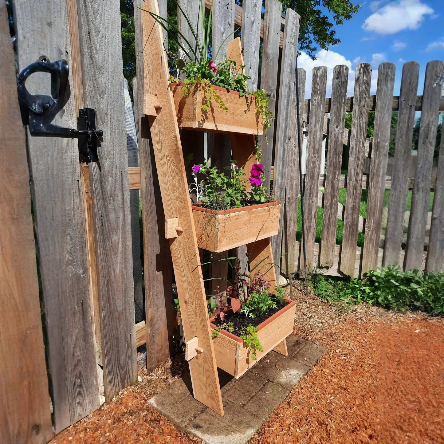 3-Tier Vertical Cedar Standing Planter Box