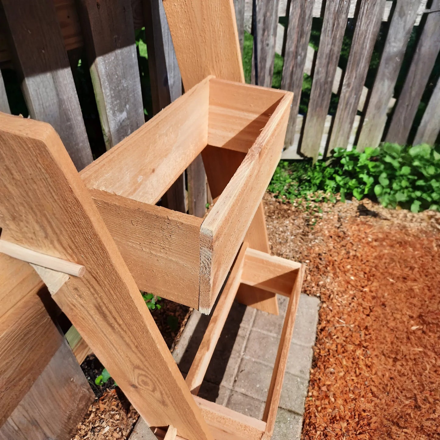 2-Tier Vertical Cedar Ladder Planter Box for Small Spaces