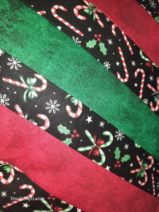 15"x15" Candy Cane with green and red striped pillow cover