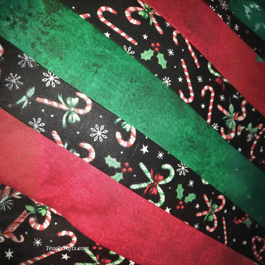 15"x15" Candy Cane with green and red striped pillow cover