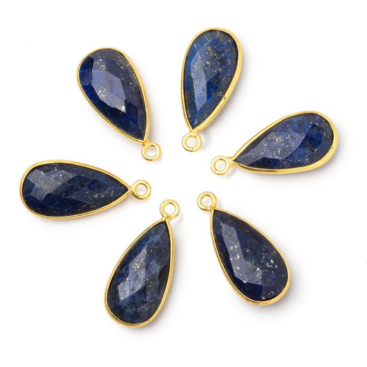 21x11mm Vermeil Bezel Lapis Lazuli Faceted Pear Pendant 1 piece
