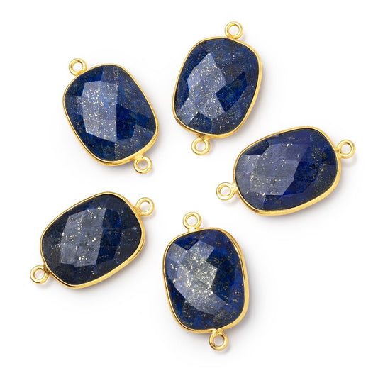 21x16mm Vermeil Bezel Lapis Lazuli Faceted Rectangle Connector 1 piece