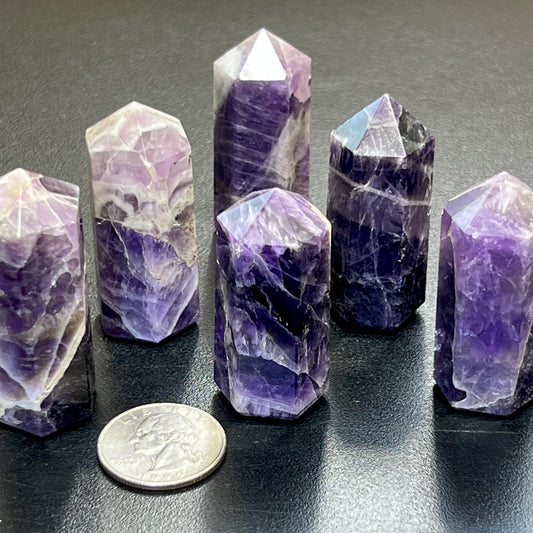 Banded Purple Amethyst Crystal Point Tower Obelisk Carving Wholesale