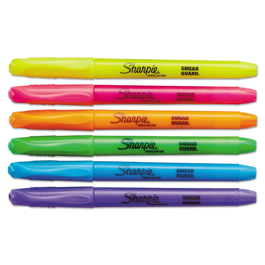 Sharpie Pocket Style Highlighters, Assorted Ink Colors, Chisel Tip, Assorted Barrel Colors, Dozen