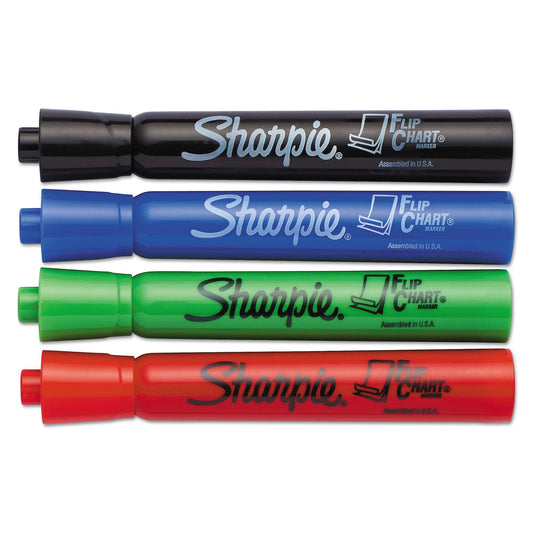 Sharpie Flip Chart Marker, Broad Bullet Tip, Assorted Colors, 4/Set