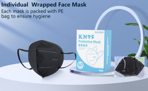 KN95 5-Layer Disposable Face Mask, Black, 60 ct