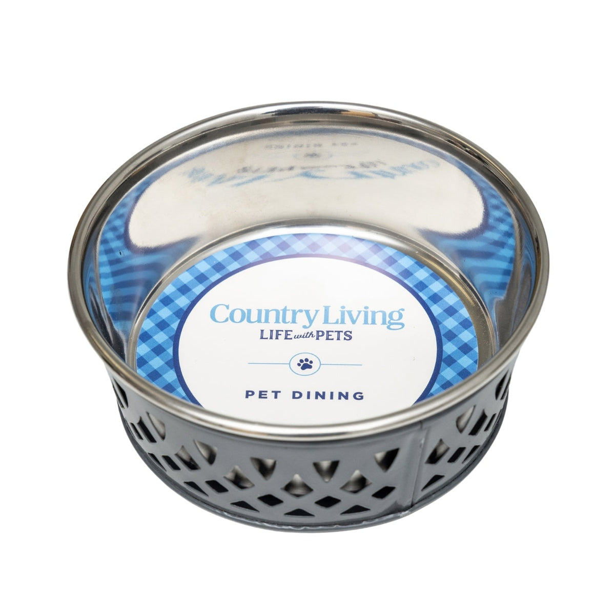 Country Living Set of 2 Stainless Steel Dog Bowls – Farmhouse Style, Ideal for Small to Medium Dogs