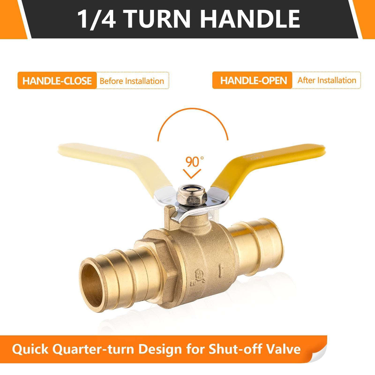 1" PEX Expansion Ball Valve, Yellow (Lead Free)