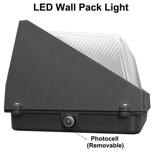 60W 80W 100W 120W 150W LED Wall Pack with Photocell,130LM/W 5000K Glass Wall Light LED, Dusk to Dawn Outdoor Wall Light Fixture ETL DLC Listed