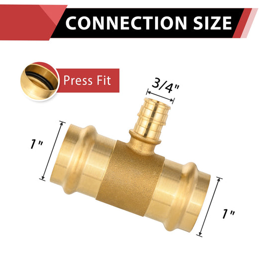 1" x 1" x 3/4" Press x Press PEX Expansion Brass Tee (Lead Free)