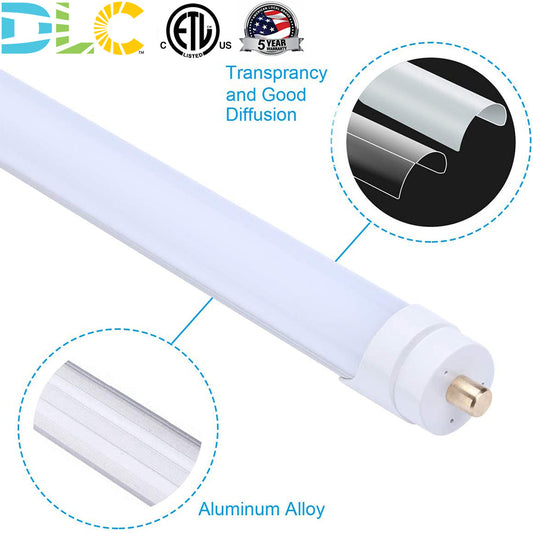 T8 8FT 40W 50W 4000K 5000K 6000K LED Shop Tube Light,Single Pin FA8 Base,Replacement for 8Ft Fluorescent Lamp,ETL DLC Listed-25 Pack