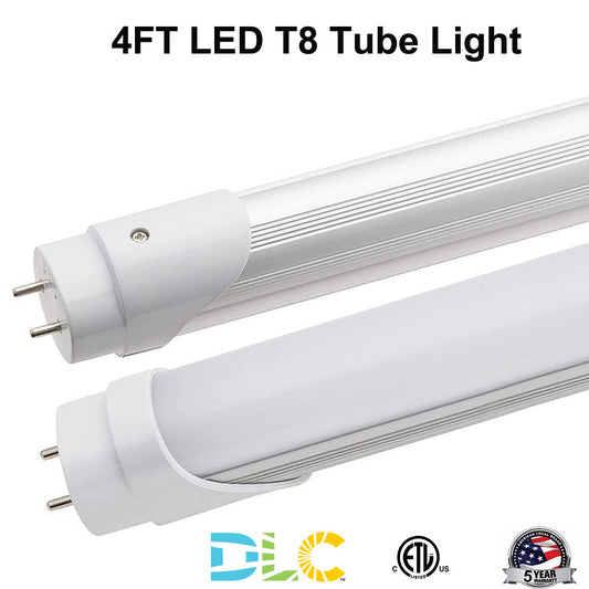 12W 18W 22W 4000K 5000K 6500K T8 LED 4FT Type B Ballast Bypass Tube Light Bulbs, 4 Foot Fluorescent Tube Replacement ETL DLC Listed-25 Pack