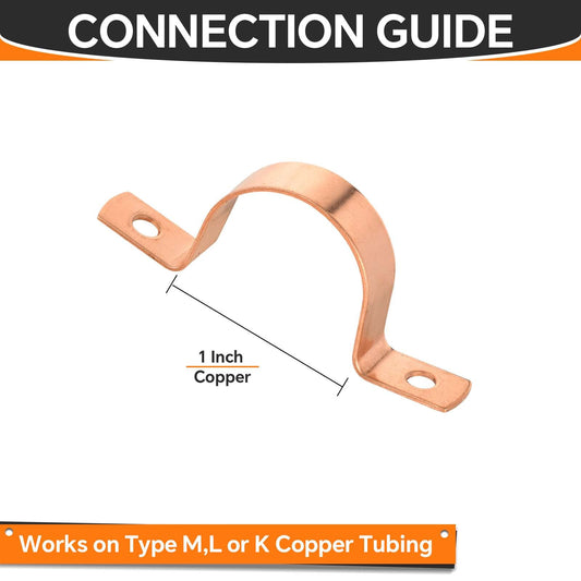 1" Copper Pipe Straps, Two Hole