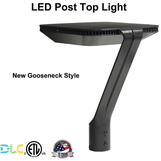 LED Gooseneck Style Post Top Light Fixture 35W 50W 100W 5000K Waterproof Outdoor Area Security Pole Lights for Garden Street ETL DLC Listed-2 Pack