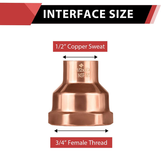 1/2" C x 3/4" FNPT Copper Female Adapter