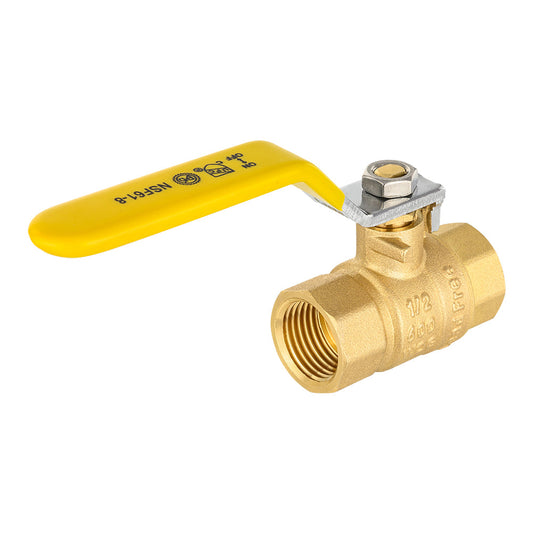 1/2" FNPT Ball Valve, Yellow (Lead Free)