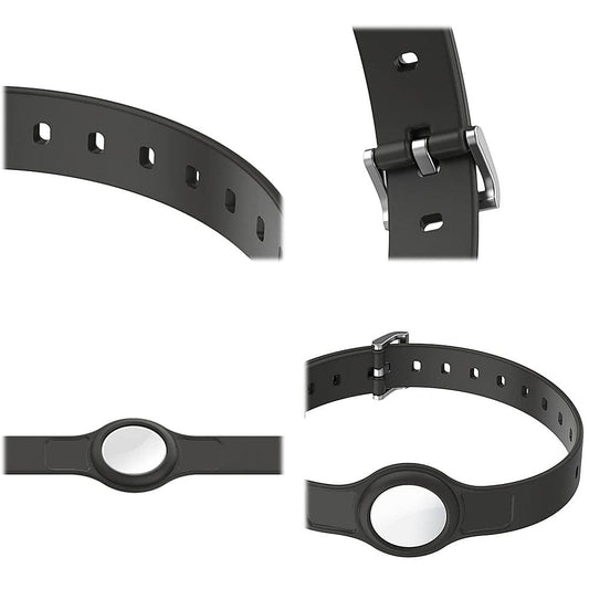 Adjustable Black Silicone Dog Collar for Small to Medium Size Dogs (2-Pack) - Apple AirTag
