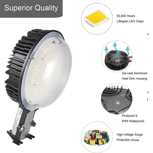LED Barn Lights 80W 100W 120W 5000K Dusk to Dawn LED Outdoor Security Area Lights with Photocell, 120LM/W Wall Mount Porch Light ETL DLC Listed