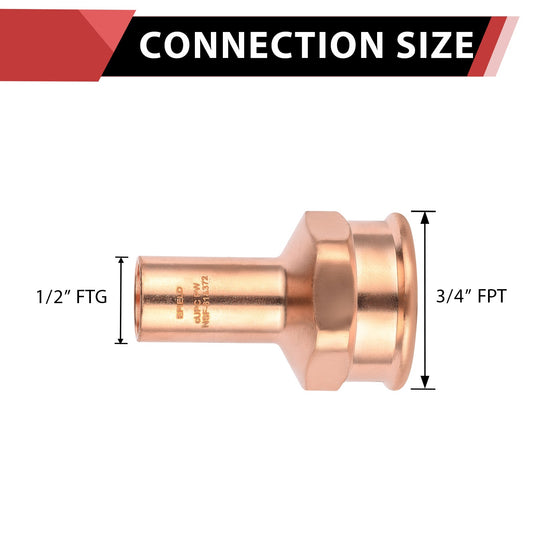 1/2" FTG Press x 3/4" Female Threaded Street Copper Adapter (Lead Free)