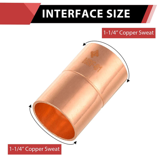 1-1/4" Copper Coupling With Rolled Stop