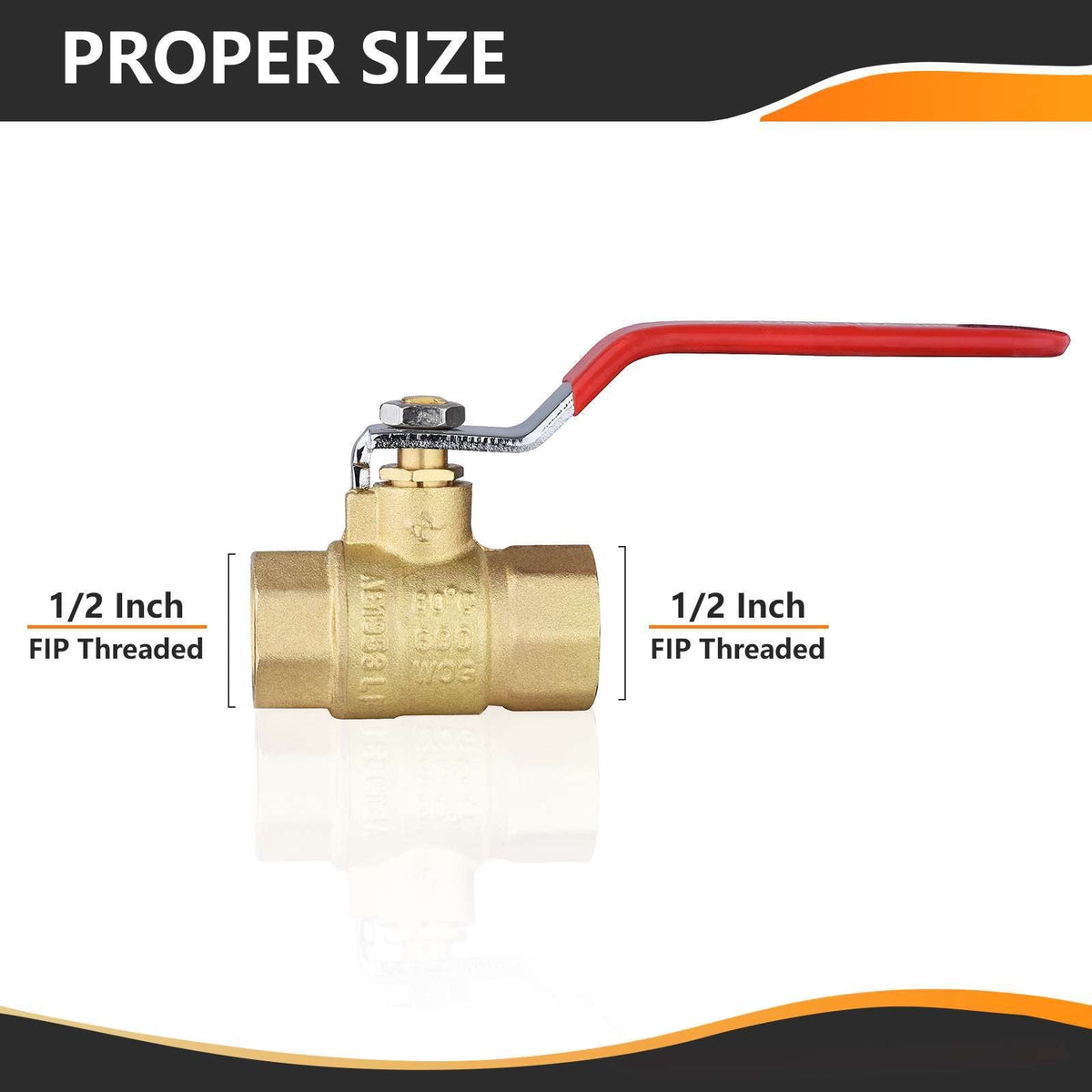 1/2" FNPT Ball Valve, Red (Lead Free)