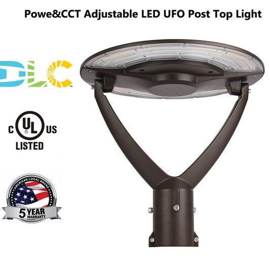 Post Top Light 30W 50W 60W 80W 100W 120W 135W 150W 3000K 4000K 5000K Dim Outdoor LED Circular Area Lights for Street Garden Lighting UL DLC Listed