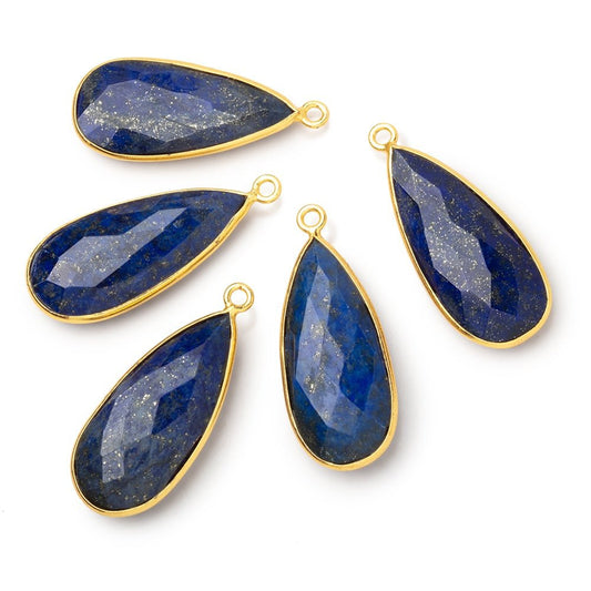 30x13.5mm Vermeil Bezel Lapis Lazuli Faceted Pear Pendant 1 piece