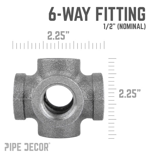 1/2 in. Black 6-Way Fitting