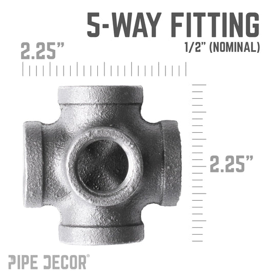 1/2 in. Black 5-Way Fitting