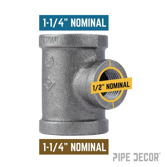 1 1/4 in. x 1 1/4 in. x 1/2 in. Black Reducing Tee