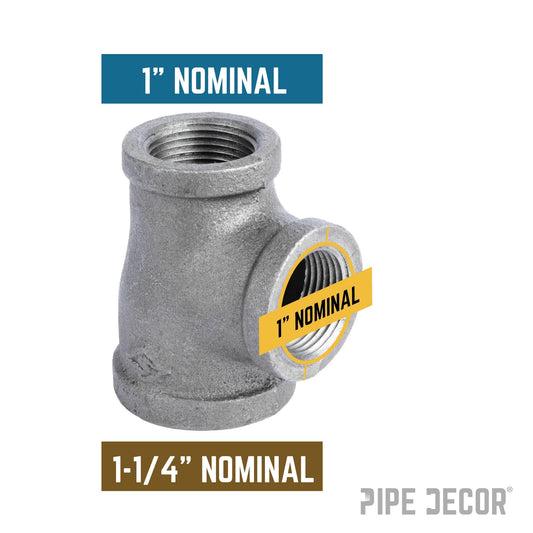 1 1/4 in. x 1 in. x 1 in. Black Reducing Tee